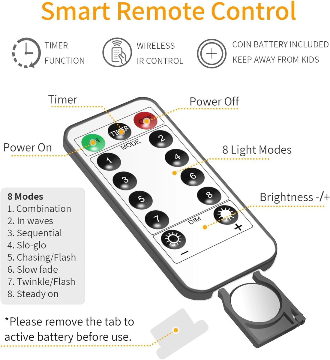 200 LED Window Curtain String Lights With Remote - 3 Mtr ( Warm White )