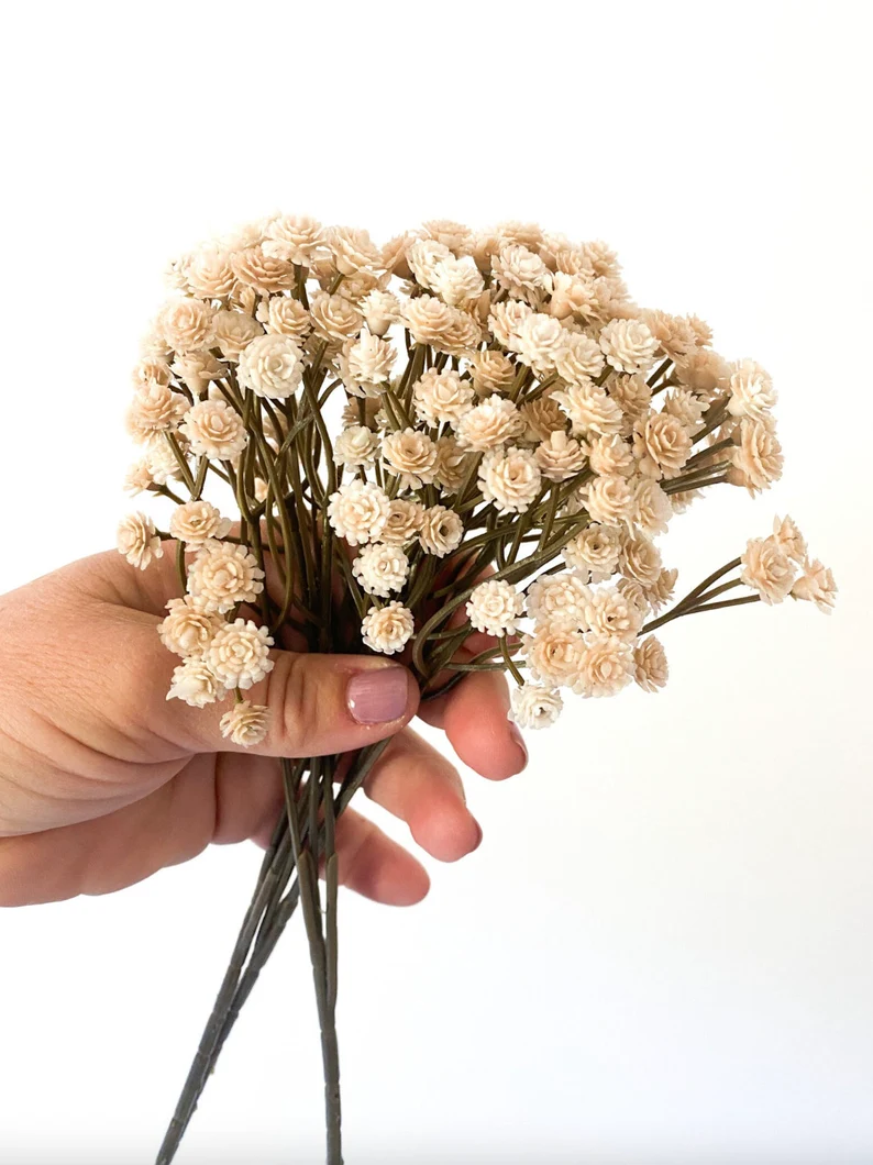 Artificial Baby Breath Real Touch Flower - Creme (20 inch , Pack of 4, Flower Bunch)