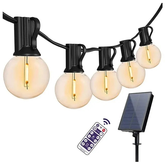 Solar Powered 25 Bulbs String Lights With Remote (8.2 m , Warm White )