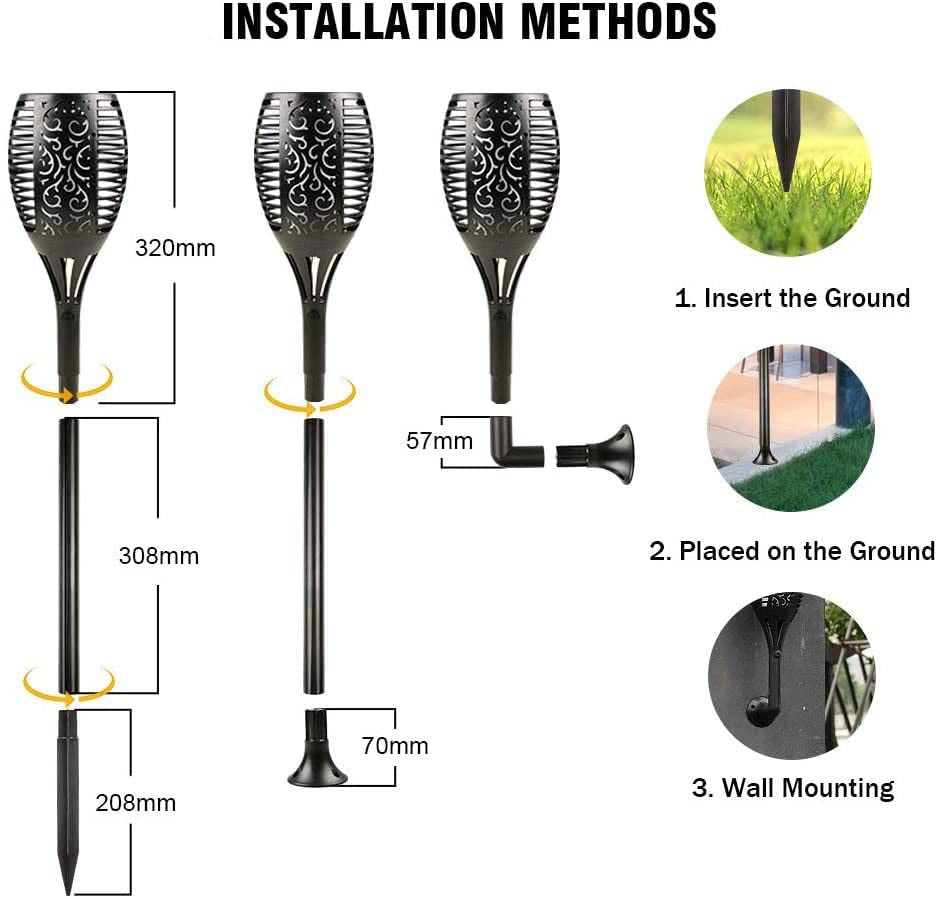 Solar Flame Flickering Torch Light (Pack of 4)