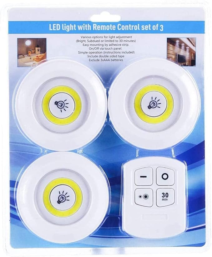 LED Under Cabinet Wireless Lights (3 Pc, With Remote)