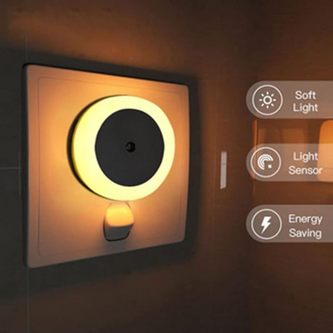 Plug-in LED Night Light With Auto Dusk-To-Dawn Sensor - 2pc ( Round , Warm White )