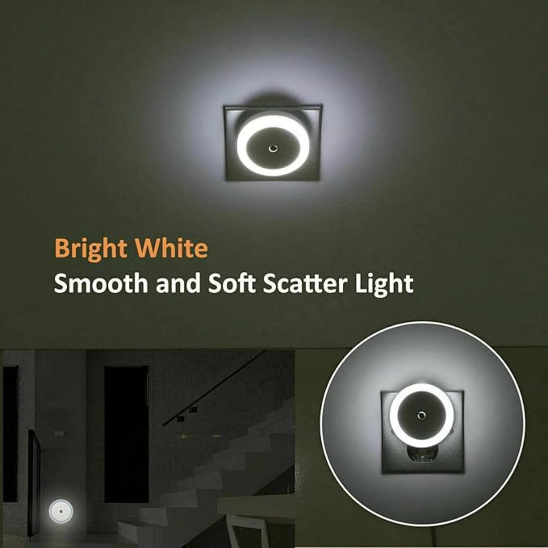 Plug-in LED Night Light With Auto Dusk-To-Dawn Sensor - 2pc ( Round , Cool White )