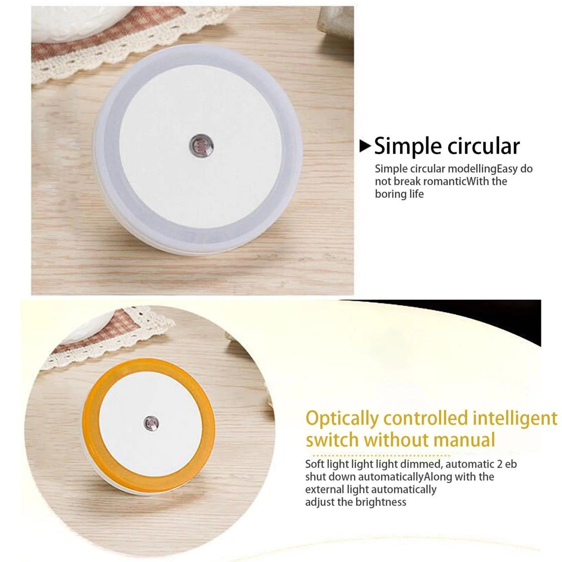 Plug-in LED Night Light With Auto Dusk-To-Dawn Sensor - 2pc ( Round , Cool White )