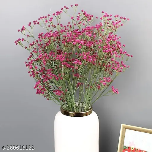 Artificial Baby Breath Real Touch Flower - Dark Pink(20 inch , Pack of 4, Flower Bunch)