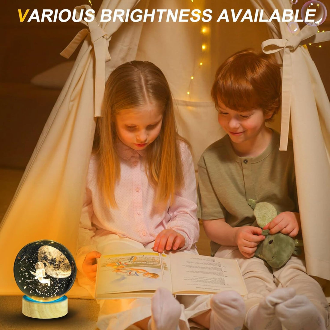 3D Astronaut Planet Crystal Ball Night Light With Wooden Base