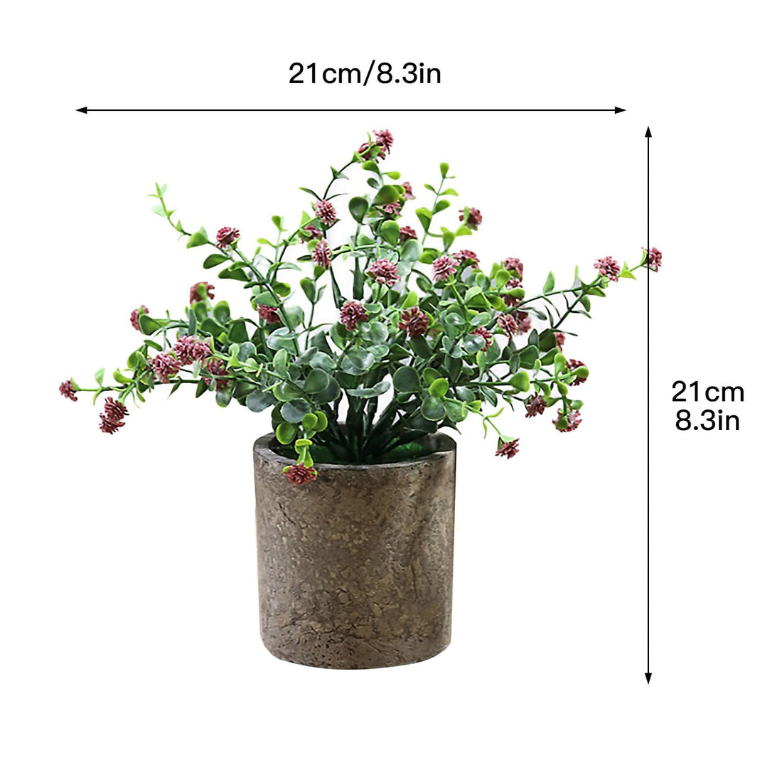Artificial BB Breath Flower With Stonepot - Red