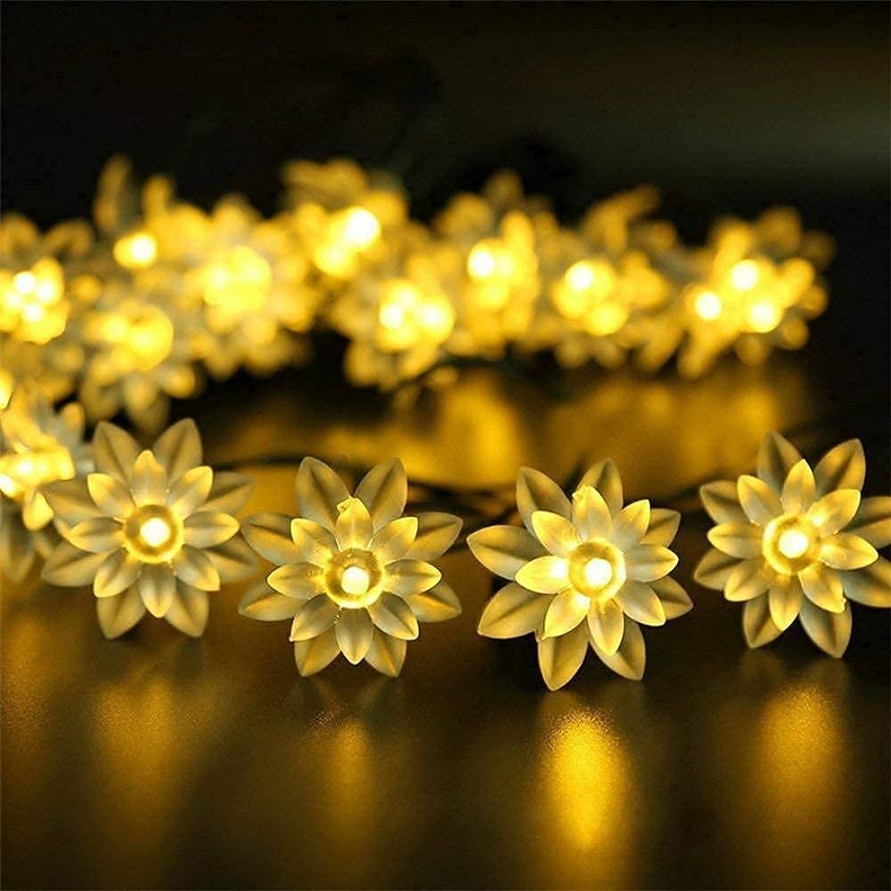 14 LED Silicone Lotus Flower String Lights - 3 Meter ( Warm White )