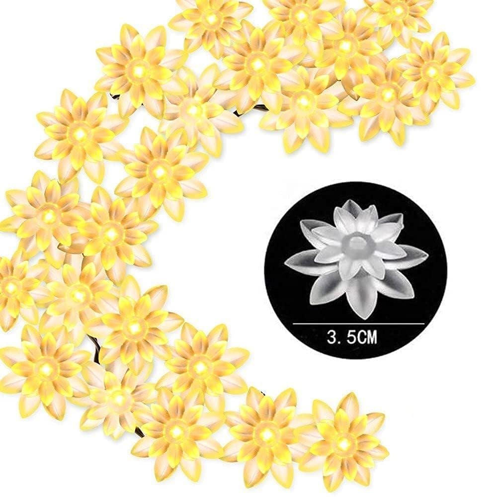 14 LED Silicone Lotus Flower String Lights - 3 Meter ( Warm White )