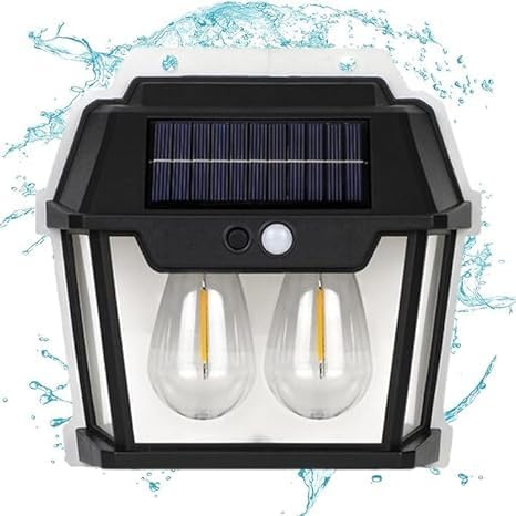 Solar Powered Outdoor Wall LED Lamp With Motion Sensor ( Black )