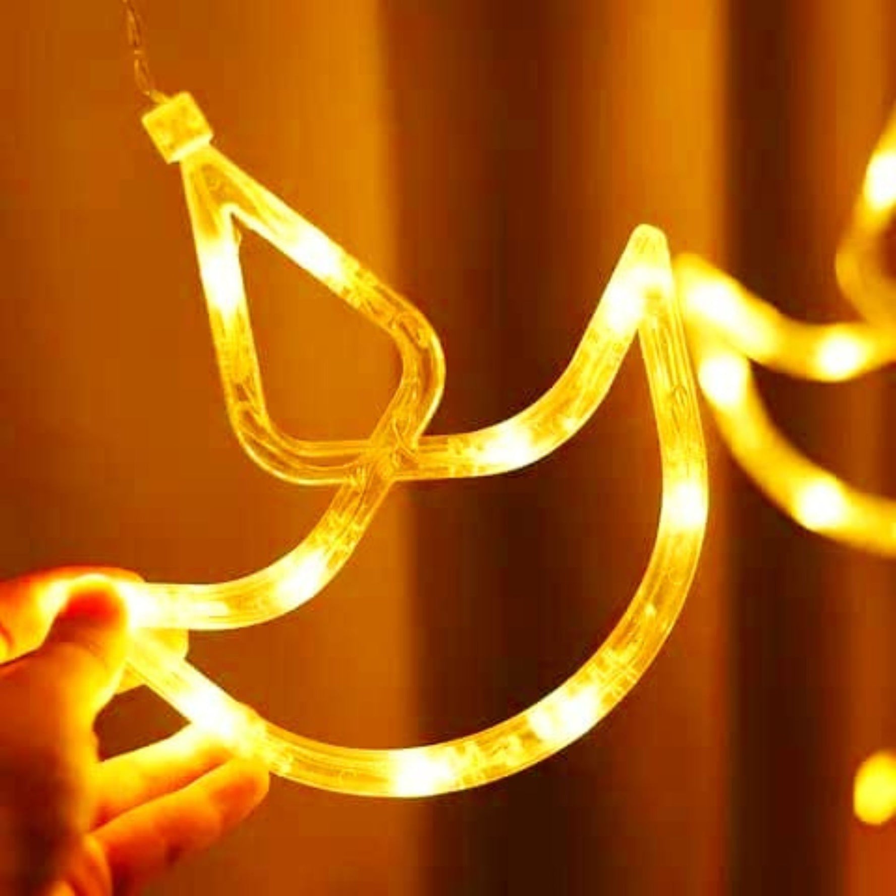 Diya Shape LED Curtain String Lights – 2.6 Meter (Warm White)