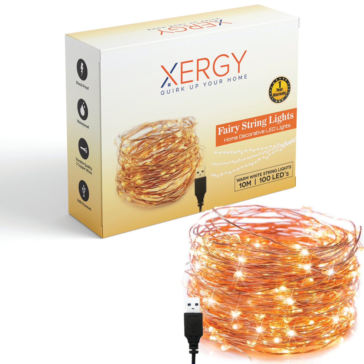 USB Powered String Light Warm White (10 Meter )