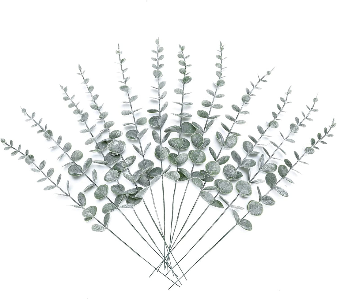 Eucalyptus Stems Decor Artificial Leaves - Green ( 16 inch, 24pc Bunch)
