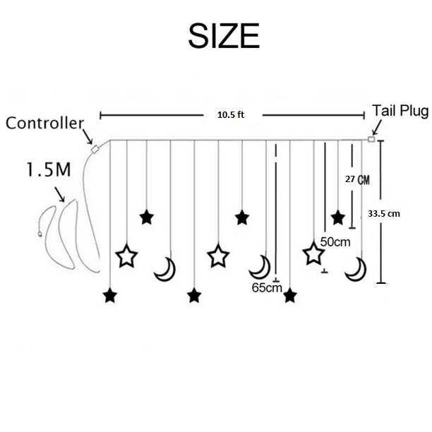 123 LED Moon+ Star Curtain Lights (Warm White)