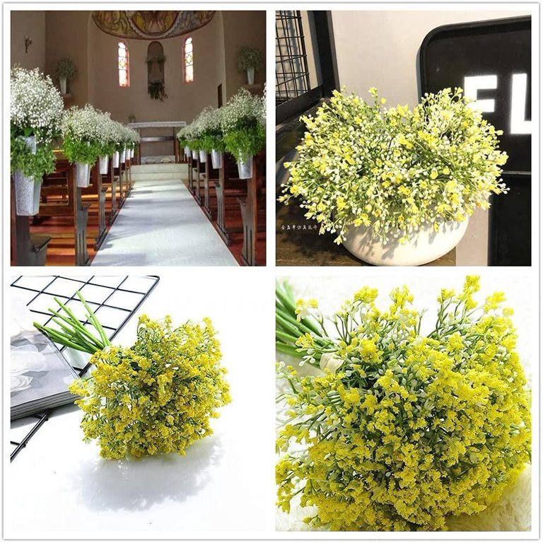 Artificial Baby Breath Flowers - Yellow (20 inch, Pack of 5, Flower Bunch)
