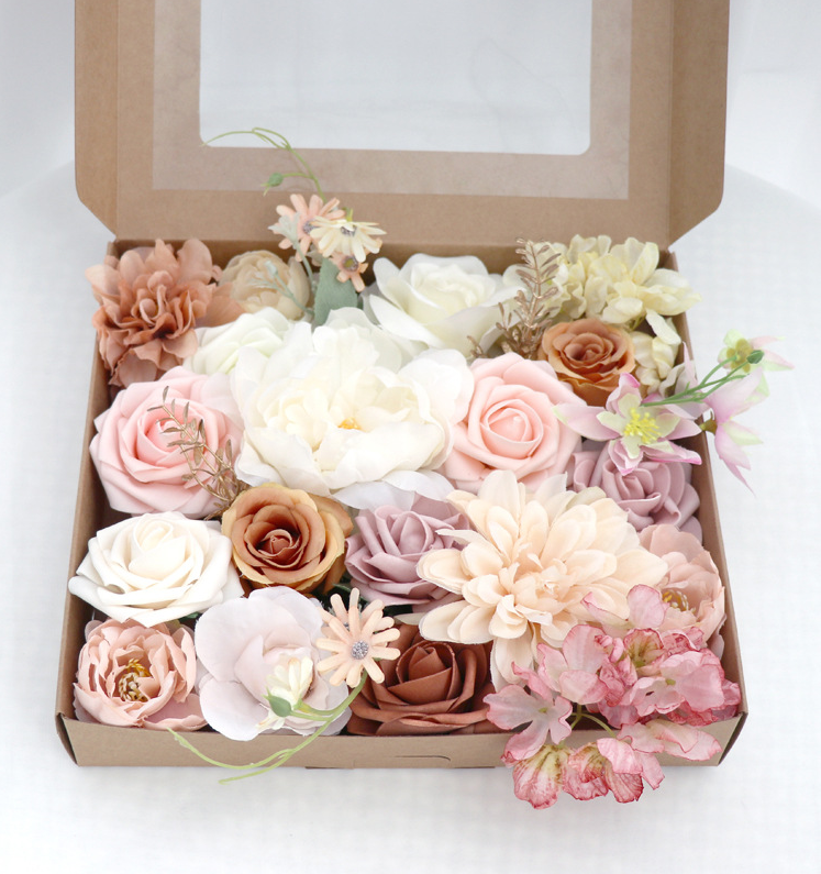 Artificial Rose Flowers Bouquets Box Set (Multicolor, 25Pcs)