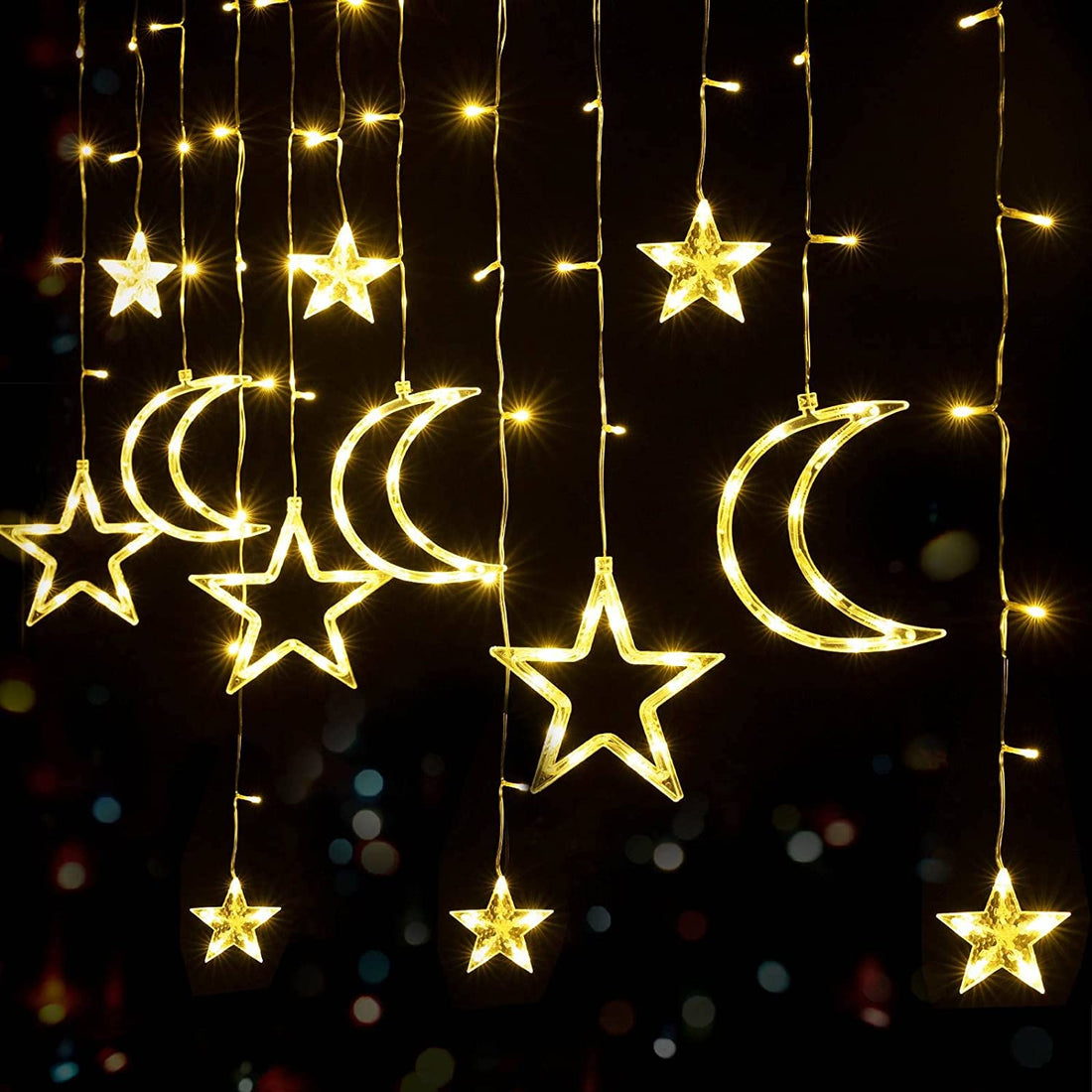 123 LED Moon+ Star Curtain Lights (Warm White)
