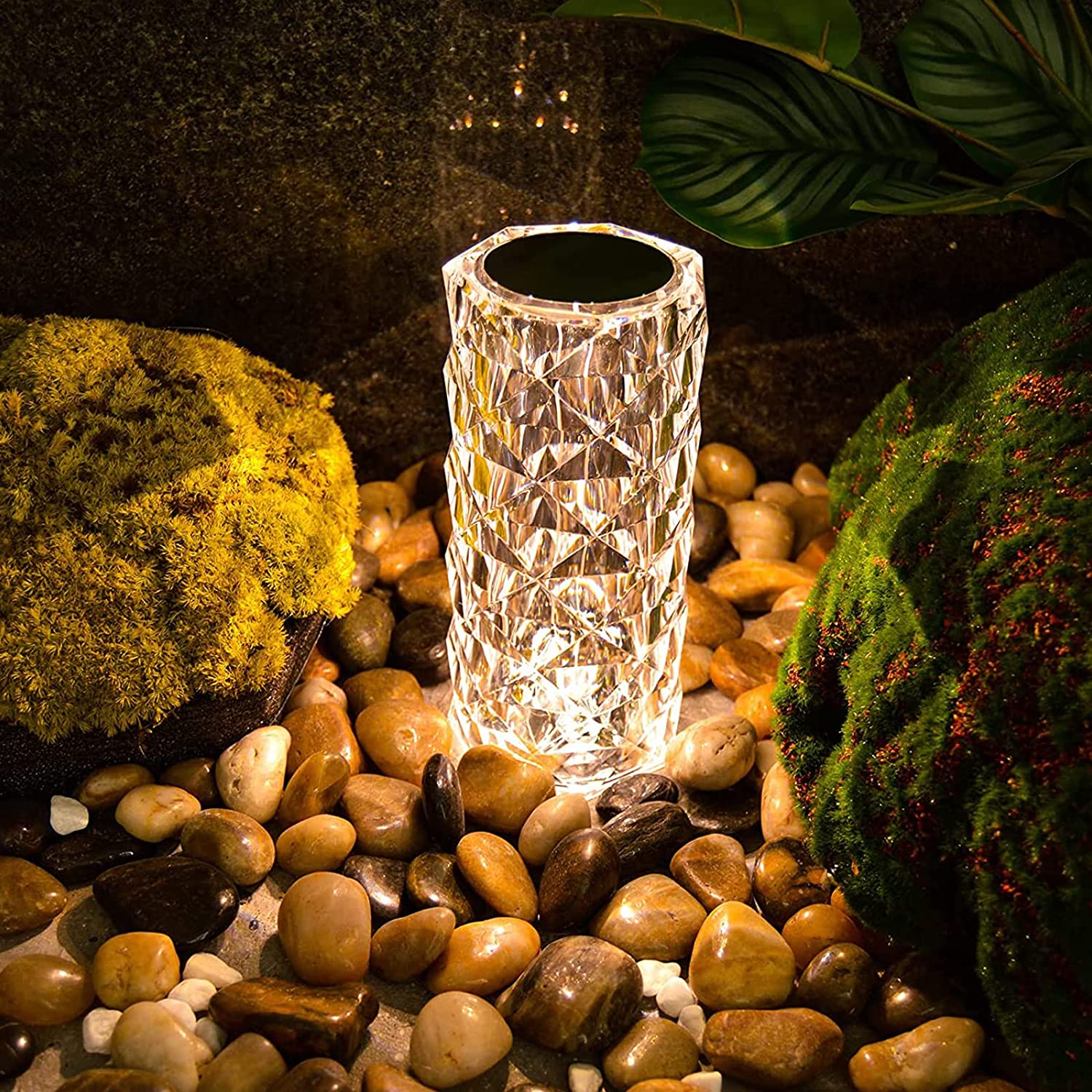 Crystal Table Lamp 3 Color Changing With Touch Control (White)