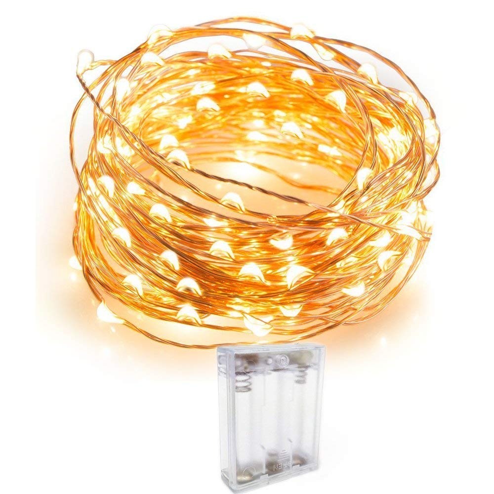 Battery Powered Copper Wire LED String Lights 10 Meter - ( Warm White )