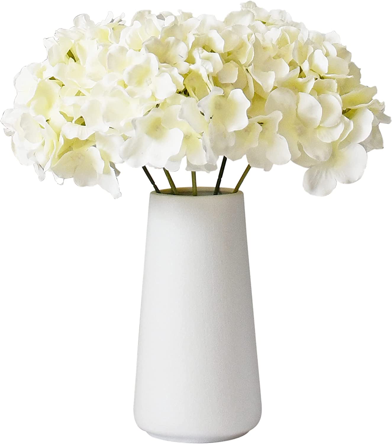 Artificial Real Touch Faux Hydrangea Flower - White (13 inch, Pack of 5 Flower Bunch)