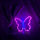 Xergy Butterfly Neon Signs Lights for Bedroom Wall Decor, USB or Battery LED Neon Night Light Wall Decoration, Aesthetic Room Décor for Girls , (Butterfly Neon Sign Pink - Blue )