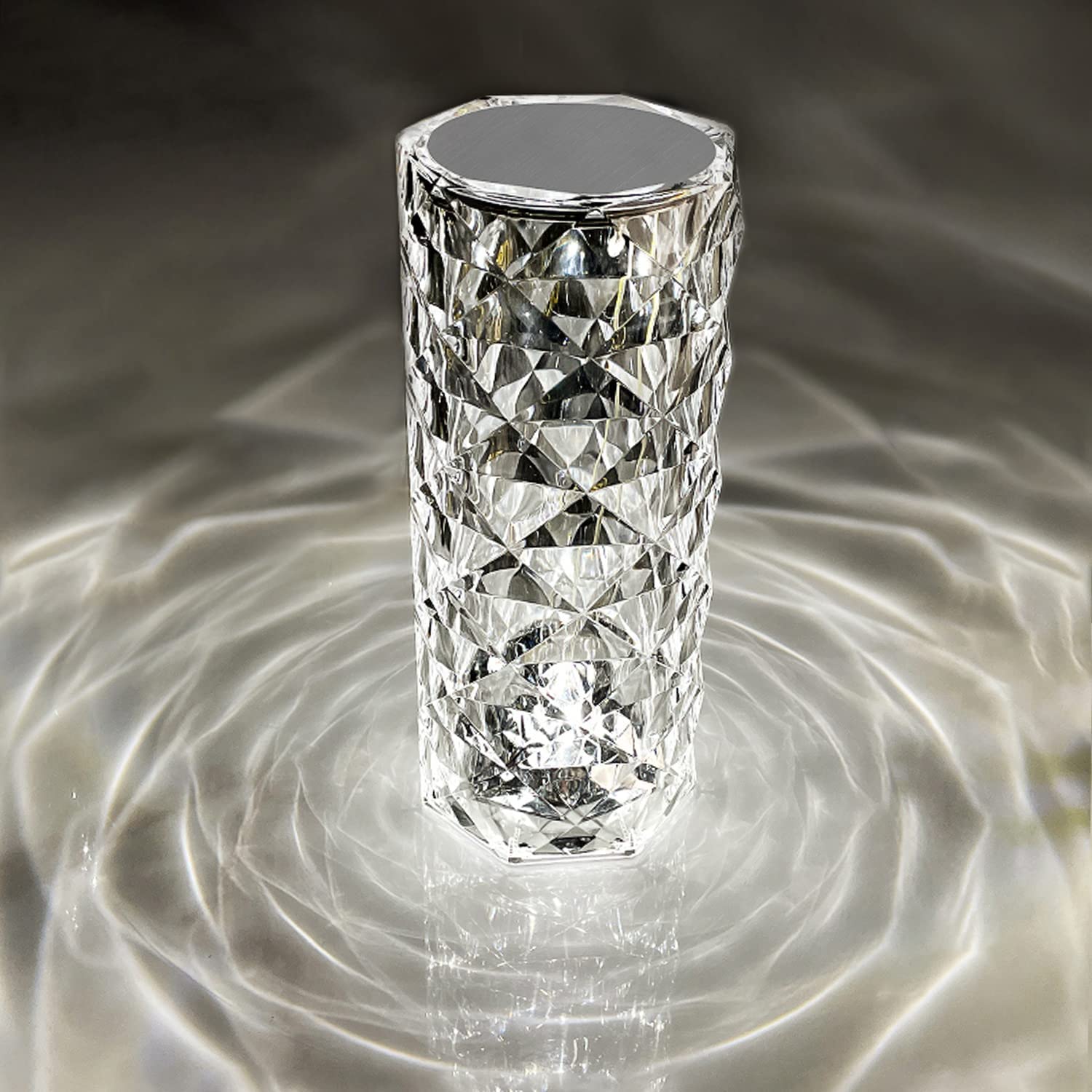 Crystal Table Lamp 3 Color Changing With Touch Control (White)