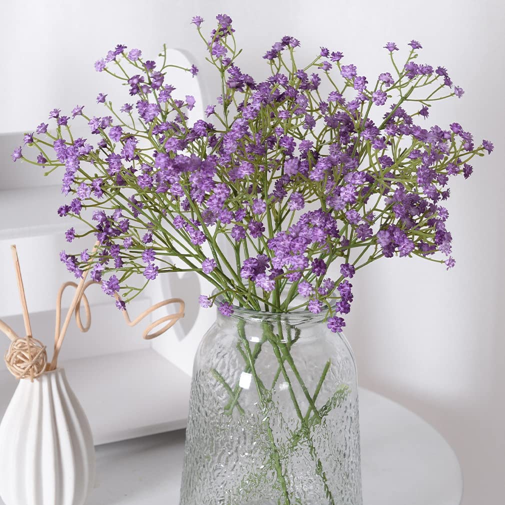 Artificial Baby Breath Real Touch Flower - Purple (20 inch, Pack of 4, Flower Bunch)