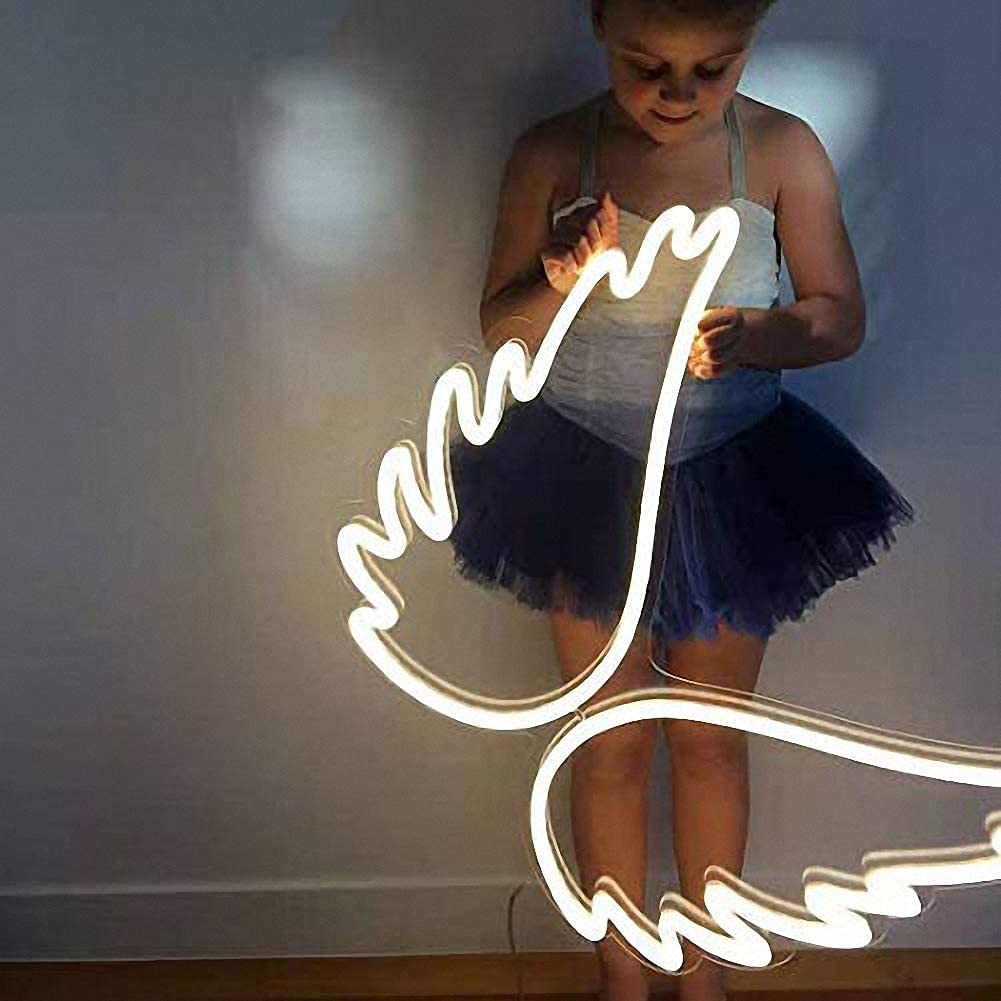 Angel Wing Shaped Neon Wall Light - White