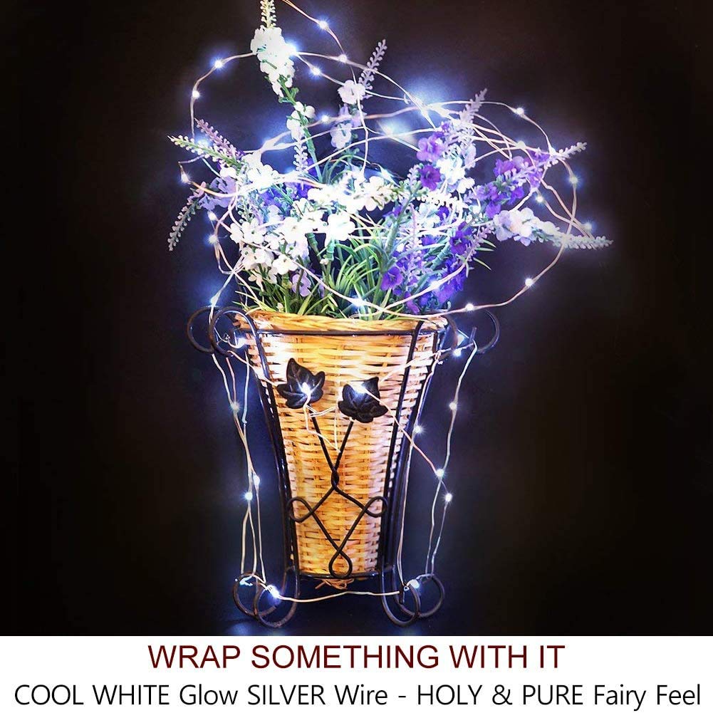 Battery Powered Copper Wire LED String Lights 10 Meter -  ( Cool White )