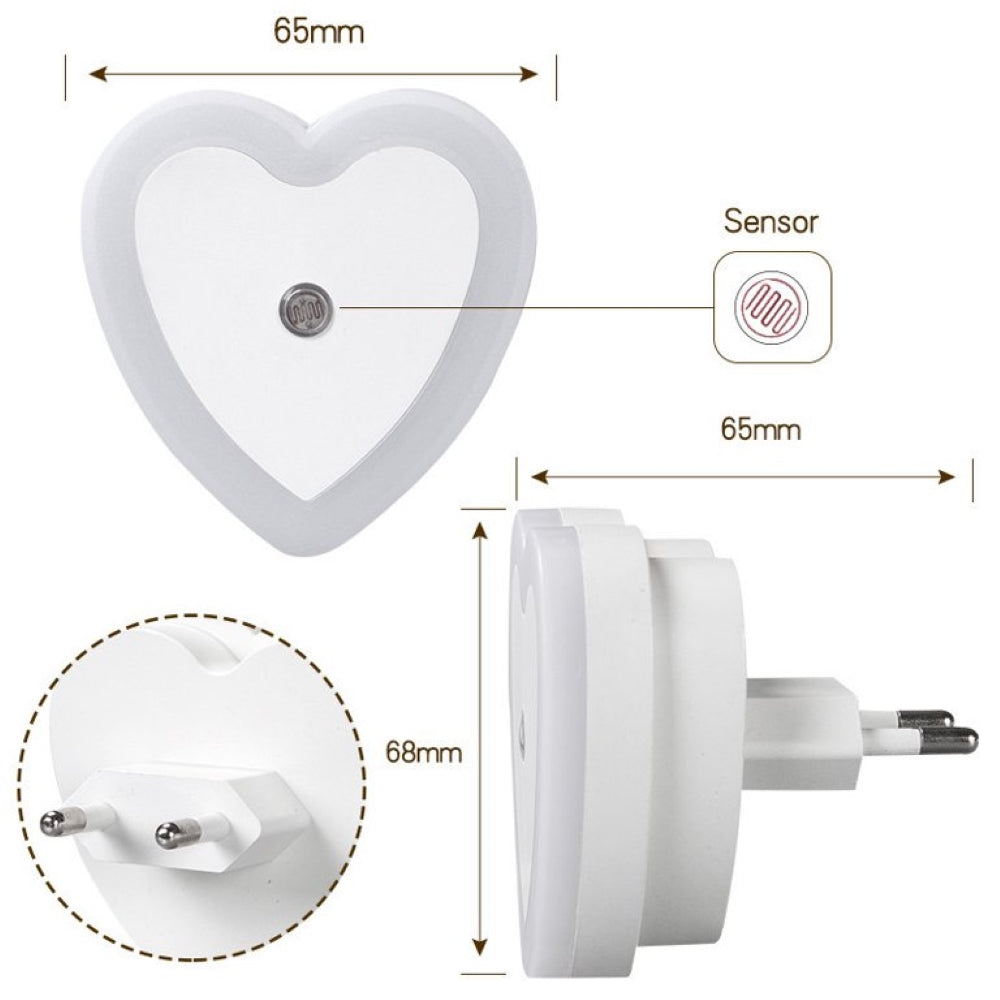 Plug-in LED Night Light With Auto Dusk-To-Dawn Sensor ( Heart Shape ,Cool White )