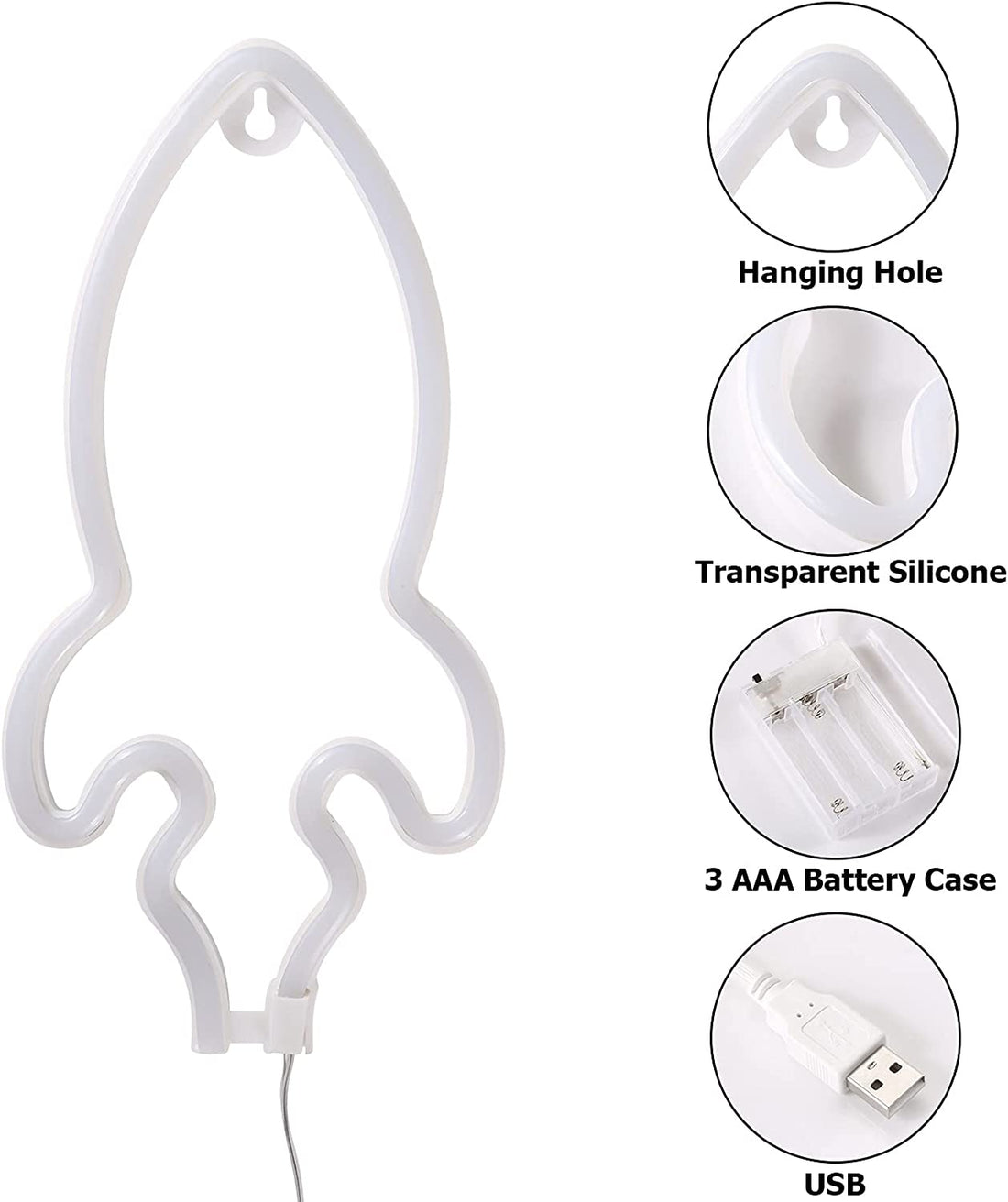 Rocket Sign LED Neon Wall Light ( Blue & Red )