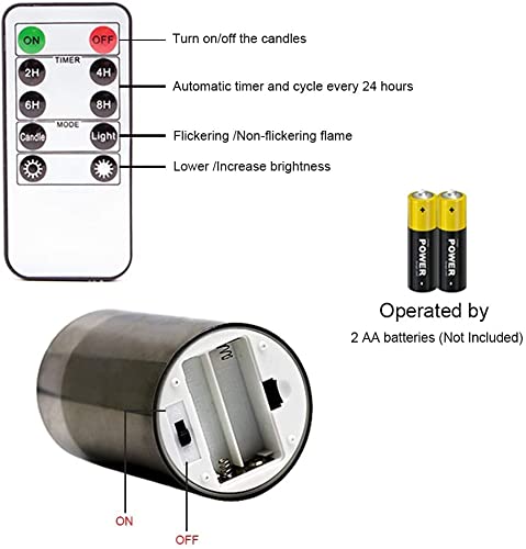 Acrylic Glass Battery Operated Flameless Led Candles With Remote (Set of 3, Grey)