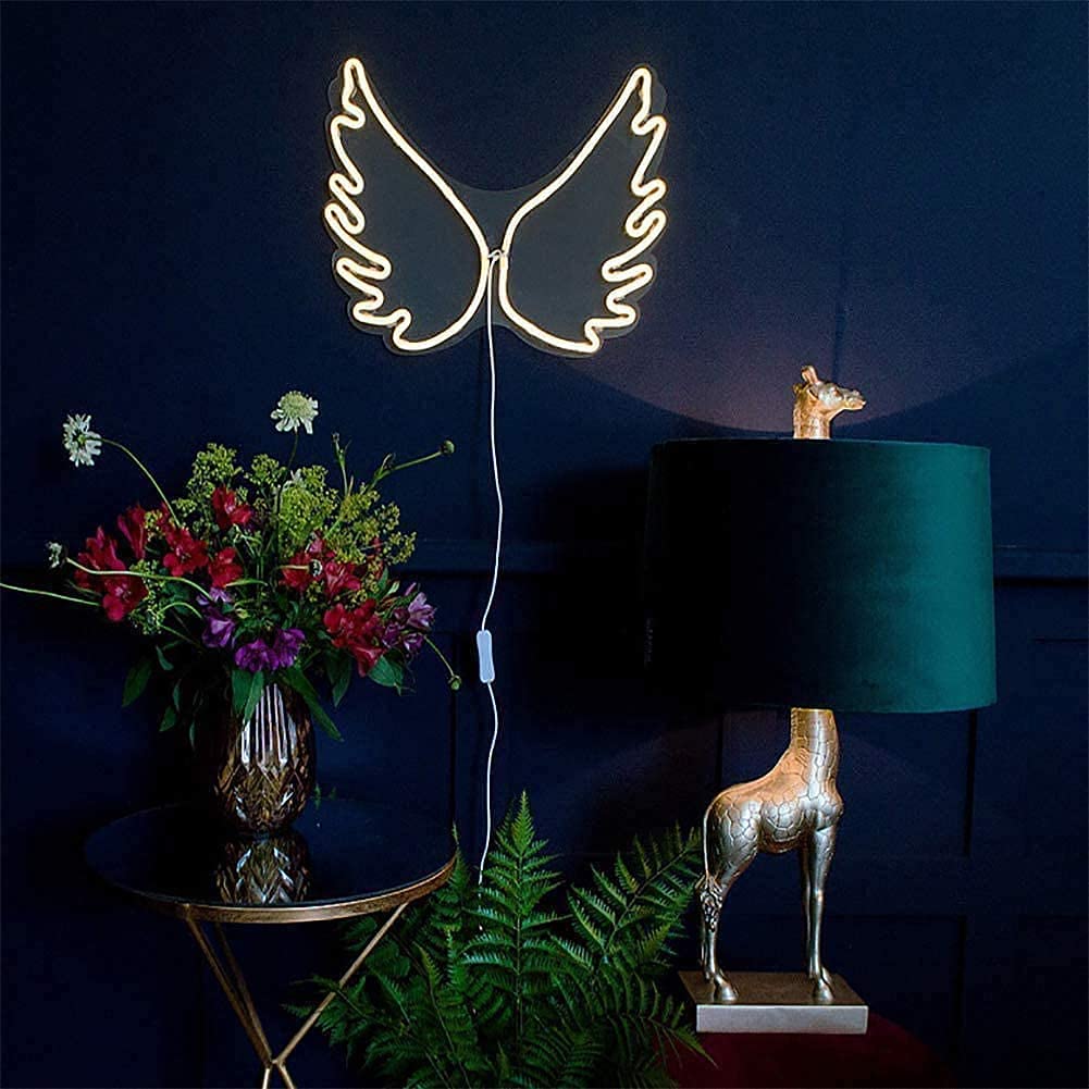 Angel Wing Shaped Neon Wall Light - White