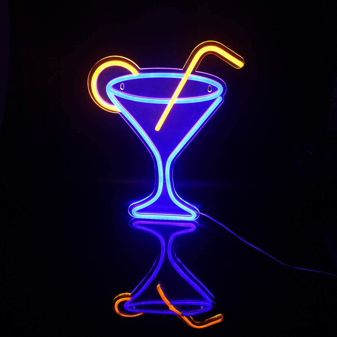 Cocktail Glass Shaped Neon Wall Light - ( Blue & Orange )