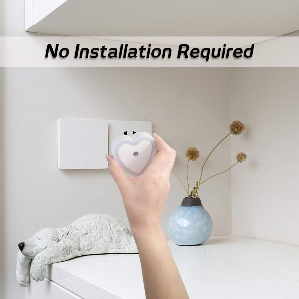 Plug-in LED Night Light With Auto Dusk-To-Dawn Sensor ( Heart Shape ,Cool White )