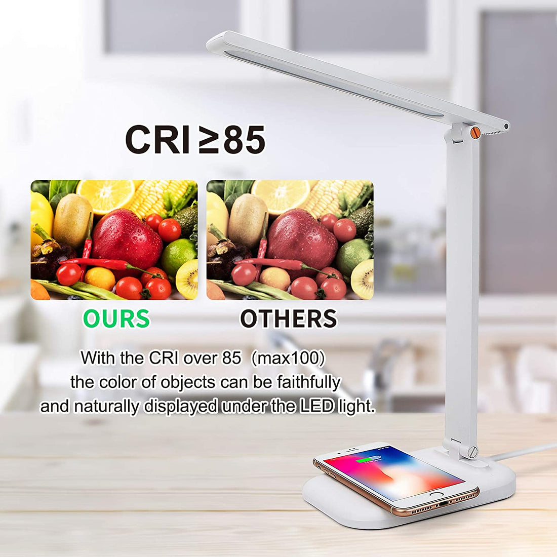 LED Desk Lamp With Wireless Charger & Touch Control - (White)