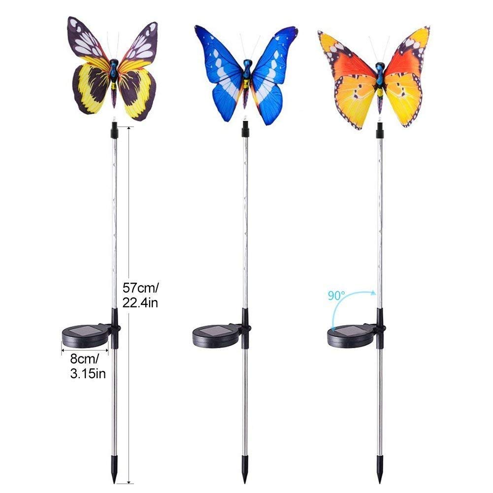 Solar Powered Butterfly Outdoor Lights - Multicolor (Pack of 3)