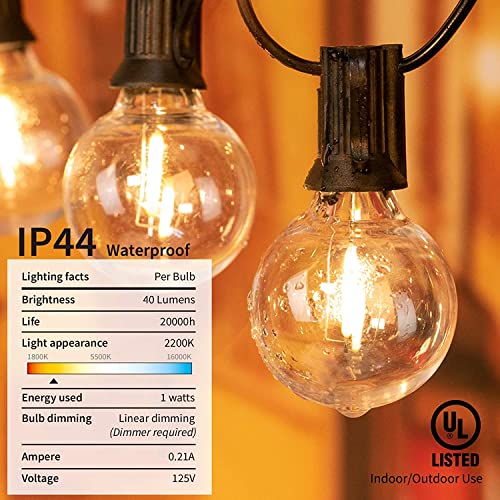 25 Bulbs G40 Globe Lights For Decoration - 25 Feet (Warm White )