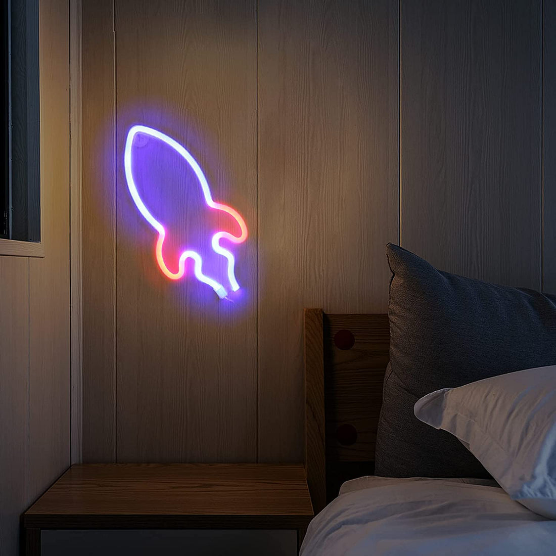 Rocket Sign LED Neon Wall Light ( Blue & Red )