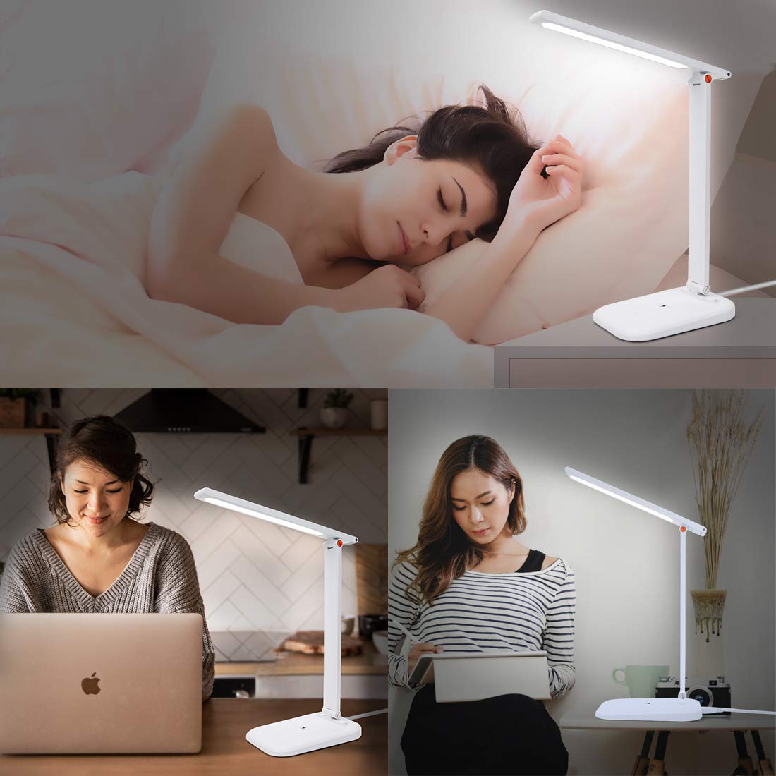 LED Desk Lamp With Wireless Charger & Touch Control - (White)
