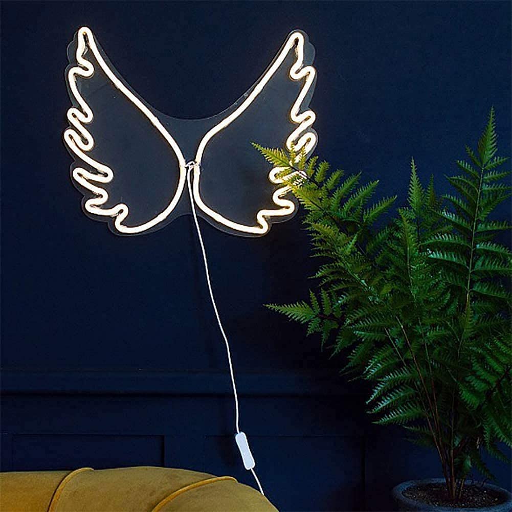 Angel Wing Shaped Neon Wall Light - White