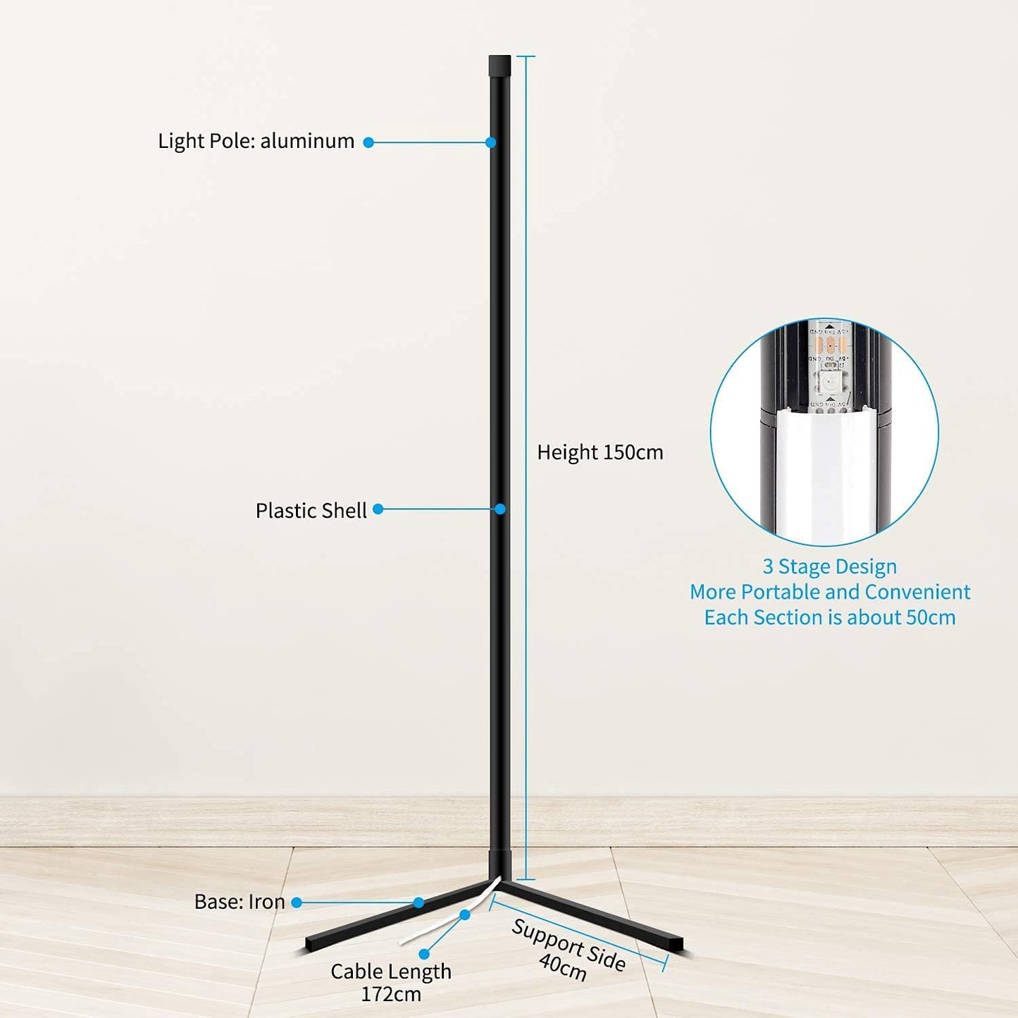 Color Changing Corner Floor Lamp (Multicolour)
