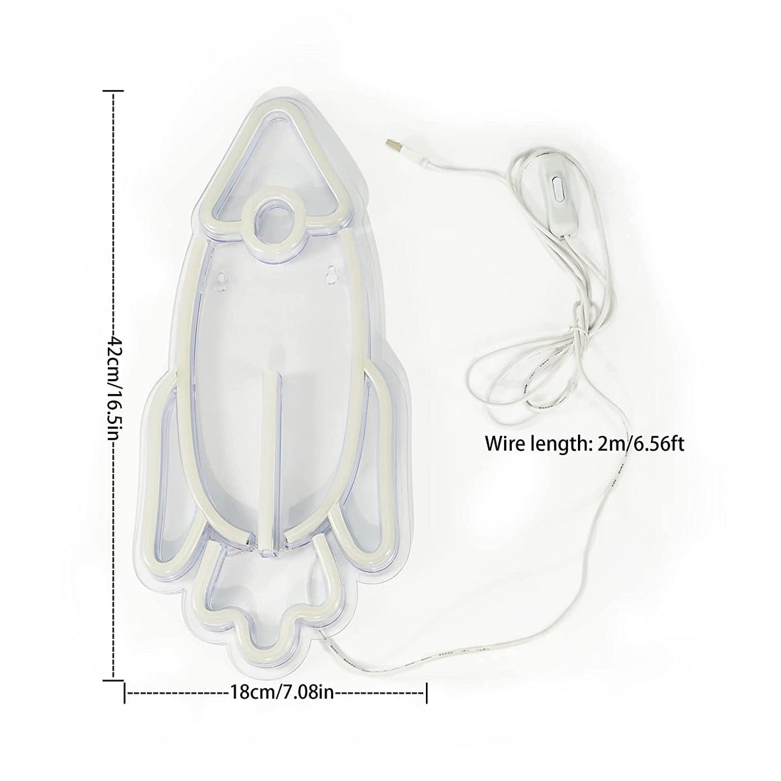 Rocket Shaped Neon Wall Light - ( Multicolor )