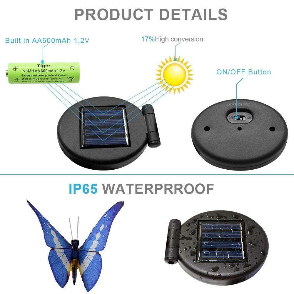 Solar Powered Butterfly Outdoor Lights - Multicolor (Pack of 3)