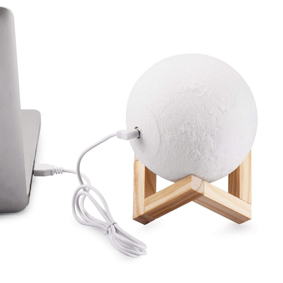 3D LED Moon Lamp With Wooden Base & Touch Control  ( 10 cm )