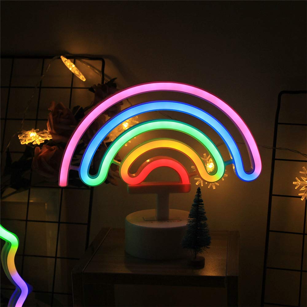 Neon Light Rainbow Shaped Multi Color with Holder Base (Pack of 1