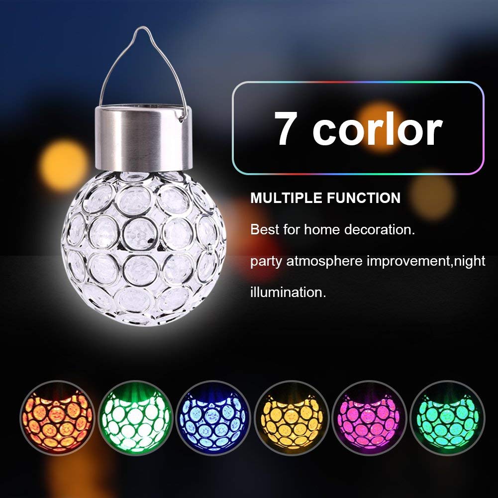 Solar Hanging Lights, 7 Color Changing Globe Lantern