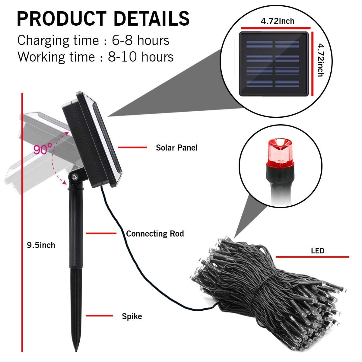 120 LED Solar Powered LED String Light - 12 Mtr ( Multicolor )