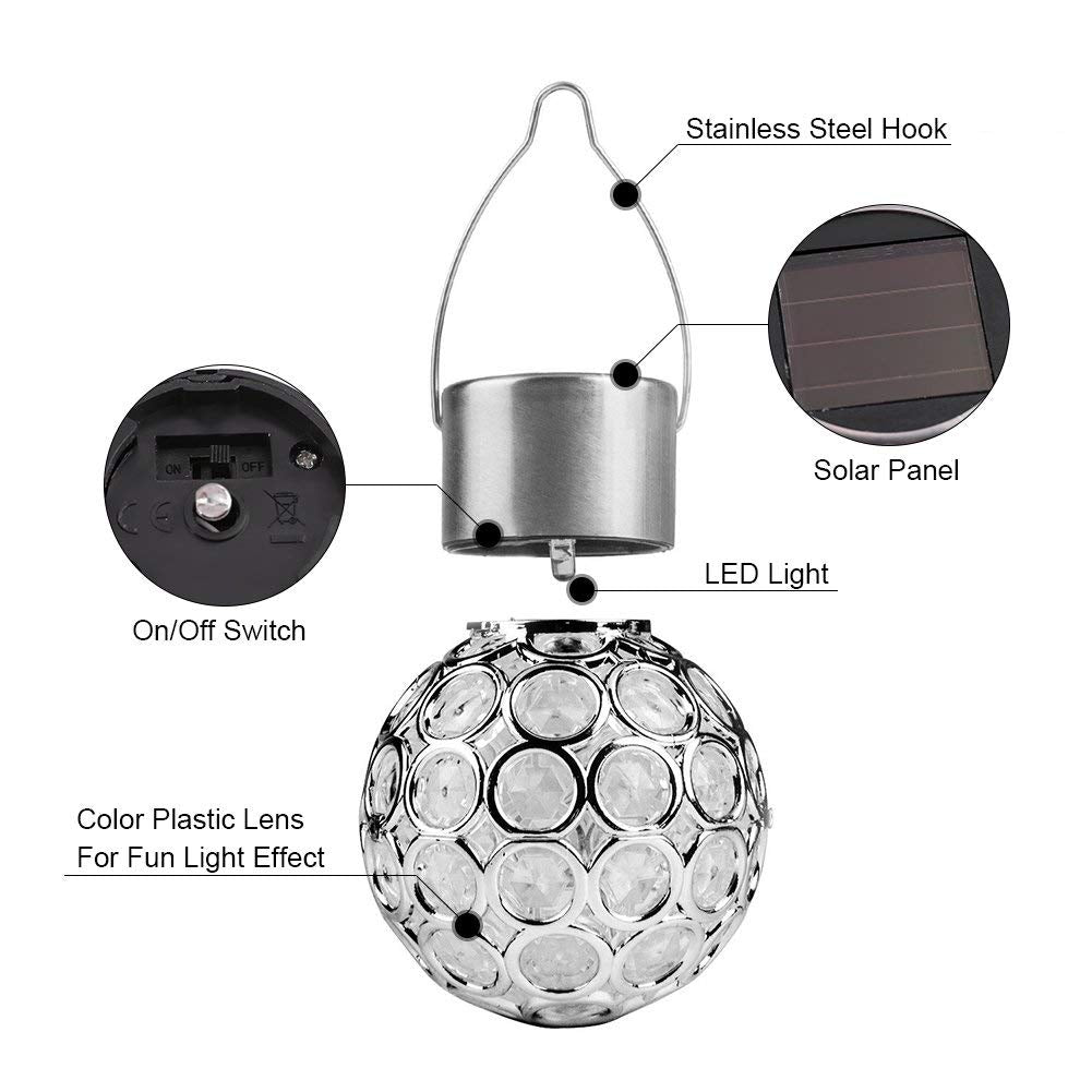 Solar Hanging Lights, 7 Color Changing Globe Lantern