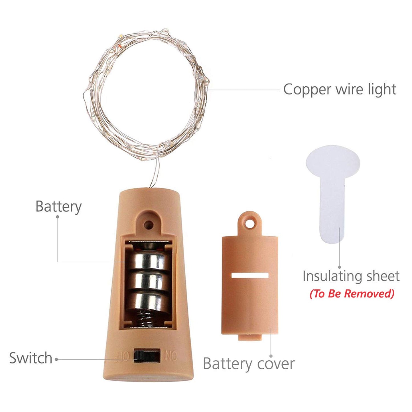 Cork Shaped Fairy String Light Cool White - 2 Mtr (Pack of 3)